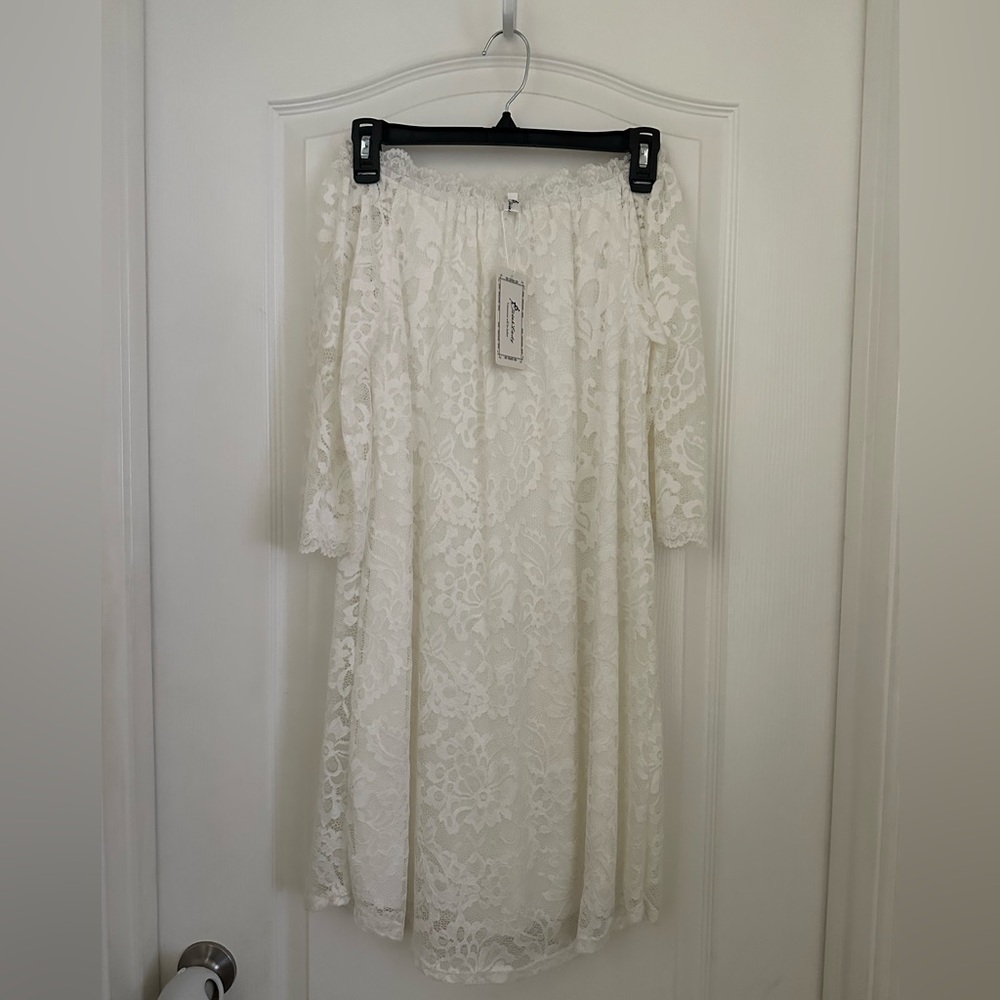Lace white off the shoulder dress